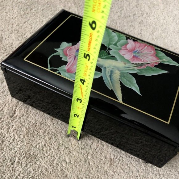 Vintage Otagiri Lacquerware Music Jewelry Box Black Hummingbird The Way We‎ Were - Picture 4 of 10
